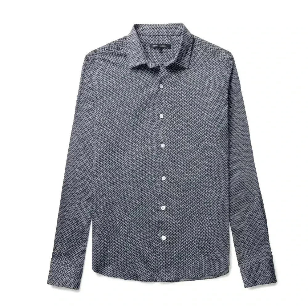 Robert Barakett Pambrun LS Knit Shirt Navy Sz XL